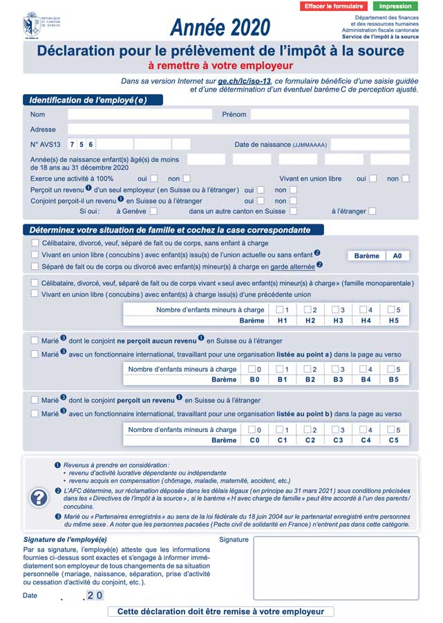 Calcul impôt frontalier suisse