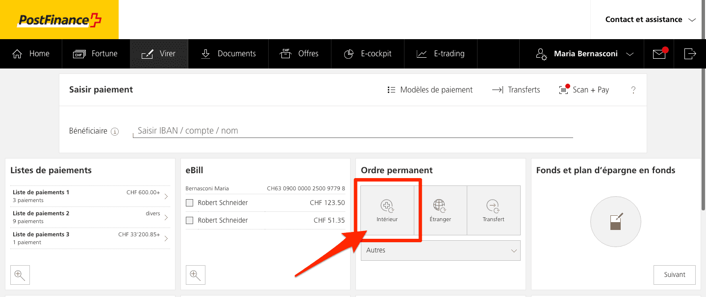 Saisir un ordre permanent avec e-Finance de PostFinance Saisir un ordre permanent avec e-Finance de PostFinance
