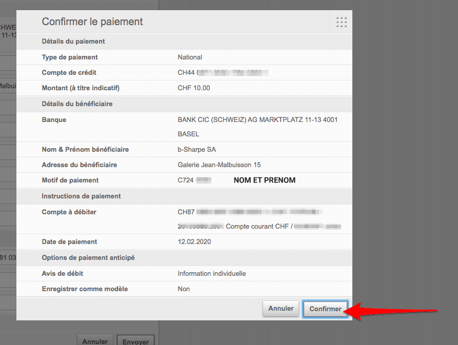 ebanking Banque du Léman - instruction pour un paiement simple ebanking Banque du Léman - instruction pour un paiement simple