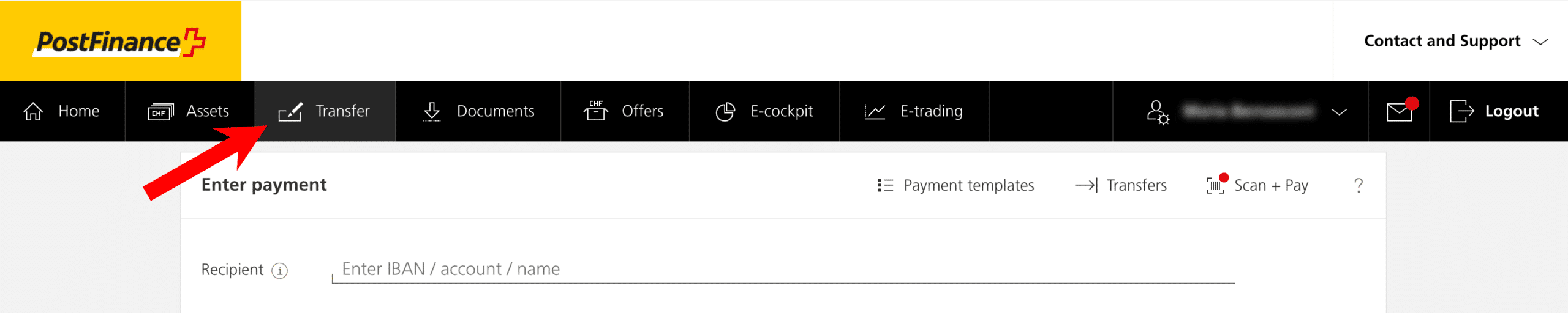 This screenshot is the property of PostFinance