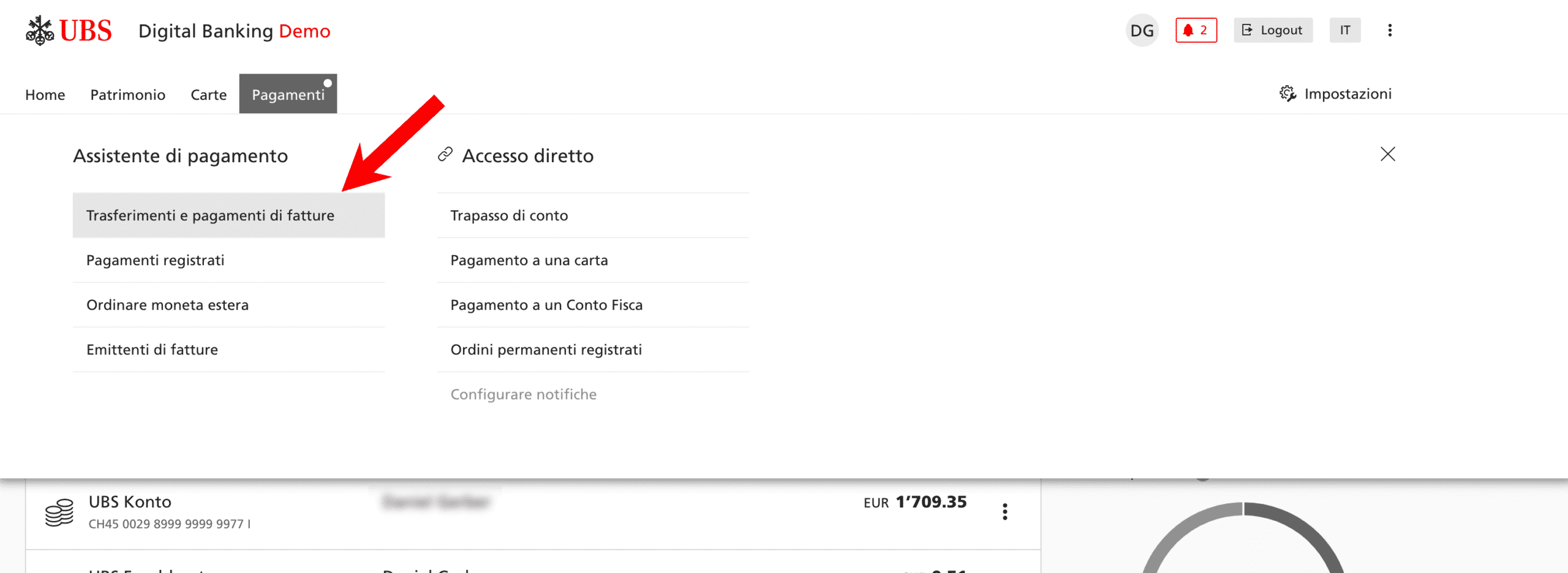 Bonifico conto UBS