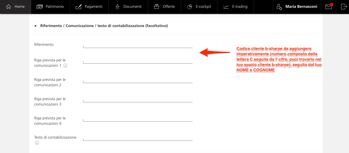 Questo screenshot è la proprietà di PostFinance