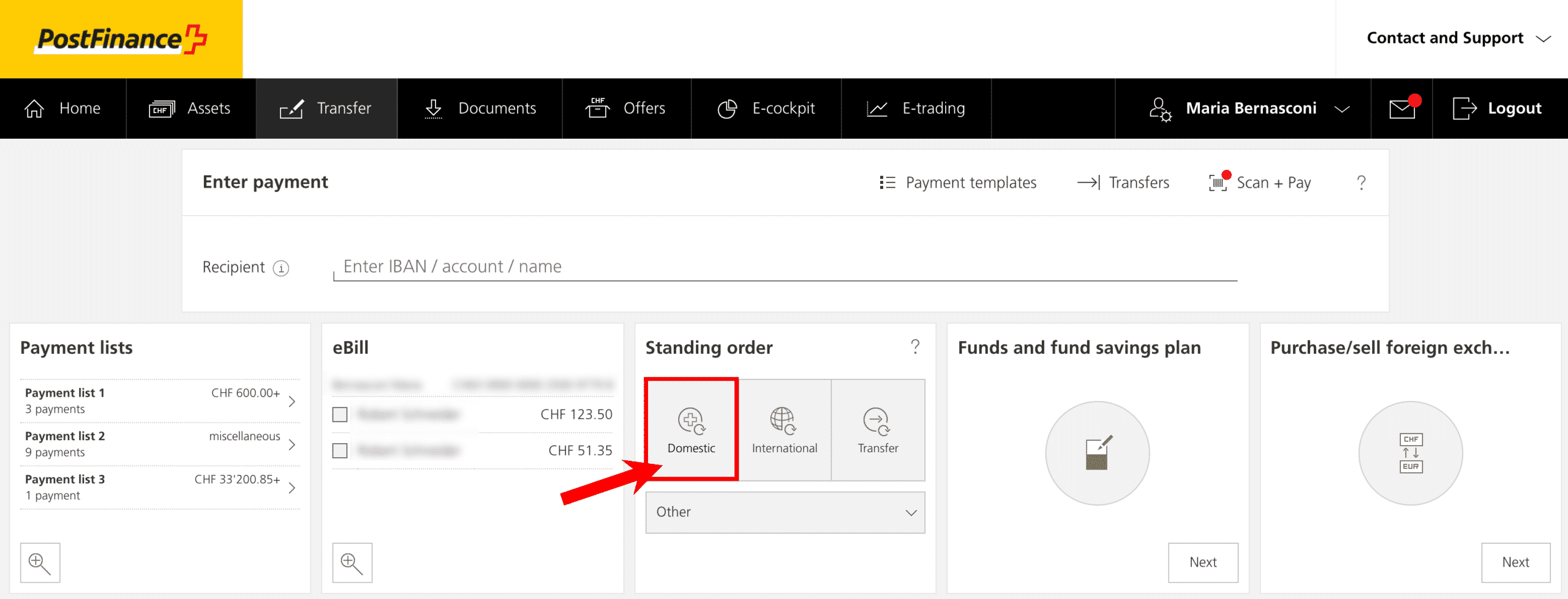 This screenshot is the property of PostFinance