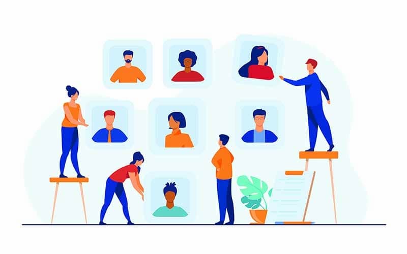 Employers choosing candidates for job interview Employers choosing candidates for job interview. HR professionals analyzing applicant or employee profiles. Vector illustration for recruit agency, career, business, employment concept