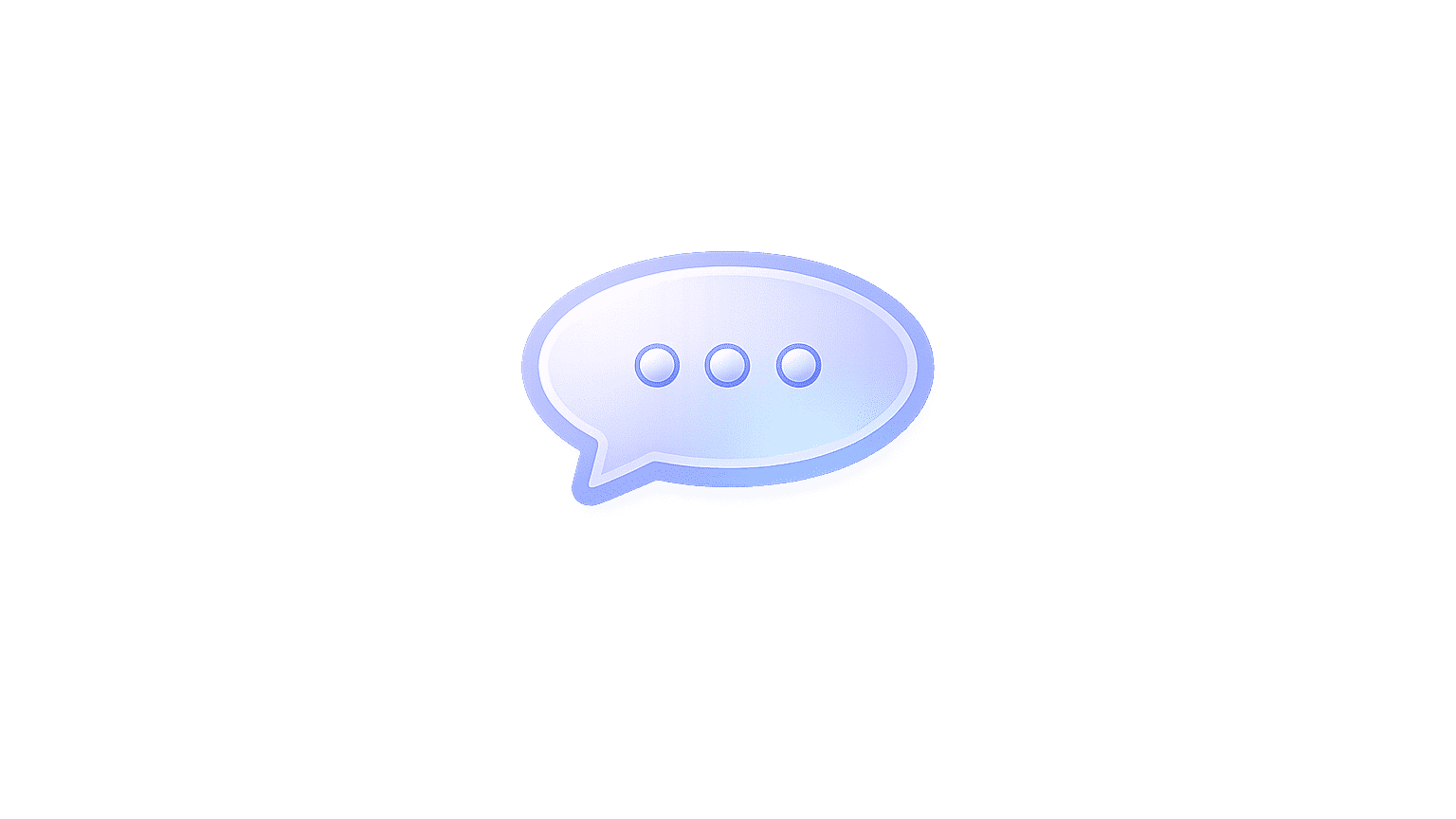 Bulle de dialogue bleue avec trois points indiquant un message en cours de composition