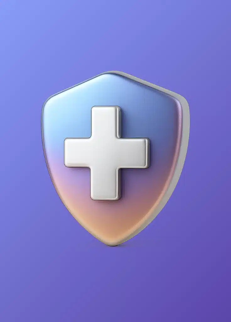 Bouclier de protection avec croix blanche symbolisant la sécurité et la confiance pour les échanges CHF/EUR